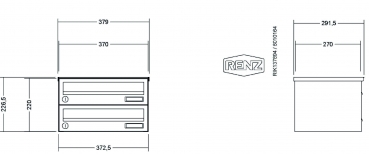RENZ Briefkastenanlage Aufputz Basic B, Kastenformat 370x110x270mm, 2-teilig
